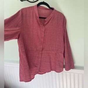 Pink and white striped blouse